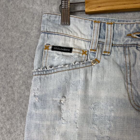 Dolce & Gabbana Distressed Low Rise Light Wash Jeans Size 42 Y2K - Picture 8 of 10
